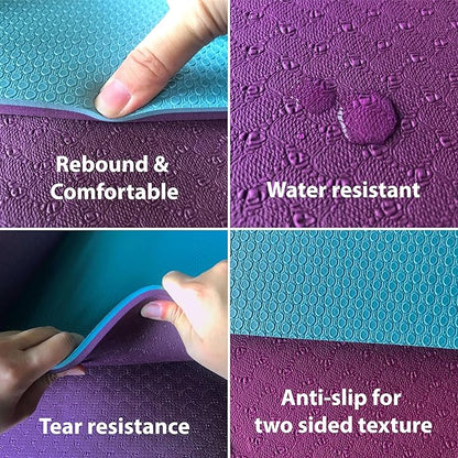 Extra Thick Exercise Yoga Mat with Strap - 2/5 Inch (10MM), Non-Slip Workout Mat for Yoga, Pilates, and Floor Exercises