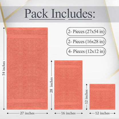 Oakias Premium Towel Set 600 GSM 8 Piece Sea Salt - 100% Ring Spun Cotton Highly Absorbent Towels Set - Super Soft Bathroom Towel Set - Hotel Quality Double Stitched Hem - Ideal for Hotels, Spa, Gyms