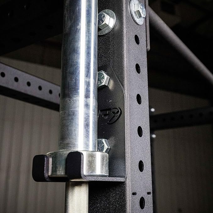 PRx Performance Squat Rack Mounted Olympic Barbell Storage Hanging USA Made Steel Barbell Holder for 3x3 Uprights with 5/8" Holes, Vertical Squat Rack Attachment