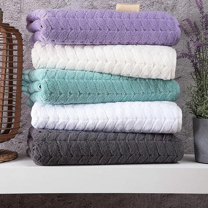 BAGNO MILANO Turkish Bath Towels, Soft Plush Jacquard Luxury Bath Towels, Quick Dry Towel Set (Lavender, 2 pcs Bath Towel Set)