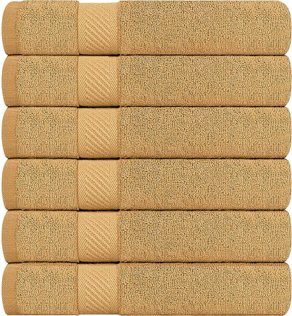 Utopia Towels 6 Pack Small Bath Towel Set, 22 by 44 Inches, 500 GSM 100% Ring Spun Cotton, Lightweight and Highly Absorbent Quick Drying Premium Towels for Hotel, Spa and Bathroom, Beige