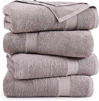 LANE LINEN 100% Cotton Bath Sheets Set of 4 (35"x66") - Ring Spun Cotton Extra Large Bath Towels Sets - Quick Dry, Soft & Absorbent Oversized Grey Towels Set - Pre Shrunk, Fade Resistant - Platinum