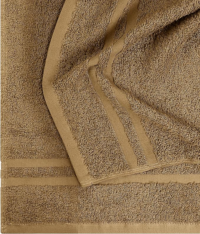 Utopia Towels Cotton Bleach Proof Salon Towel 16 by 27 inches, Bleach Safe Gym 100% Cotton Hand Towel, 24 Pack, Camel