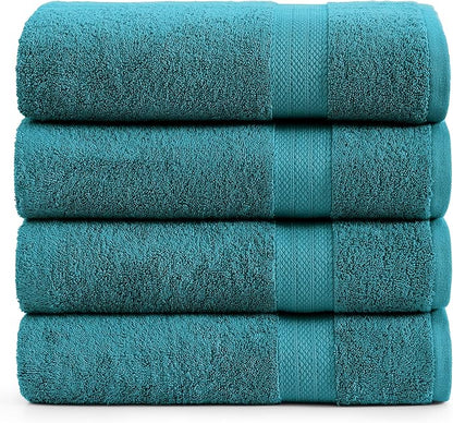 LANE LINEN 100% Cotton 4 Pack Bath Towels Set (28"x54") - Ring Spun, Large Cotton Towels for Bathroom - Quick Dry, Soft & Absorbent Bath Towel Set - Pre Shrunk, Wide Variety of Colors - Sea Port