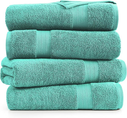 Lane Linen 100% Cotton Oversized Bath Towels Set of 4 (35"x66") - Ring Spun Cotton Oversized Luxury Towels - Quick Dry, Soft & Absorbent Extra Large Bath Towel Sets - Remains Soft after Washing - Teal