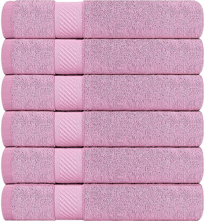 Utopia Towels 6 Pack Small Bath Towel Set, 22 by 44 Inches, 500 GSM 100% Ring Spun Cotton, Lightweight and Highly Absorbent Quick Drying Premium Towels for Hotel, Spa and Bathroom, Pink