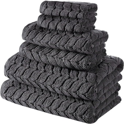 BAGNO MILANO Turkish Bath Towels, Soft Plush Jacquard Luxury Bath Towels, Quick Dry Towel Set (Charcoal, 6 pcs Towel Set)