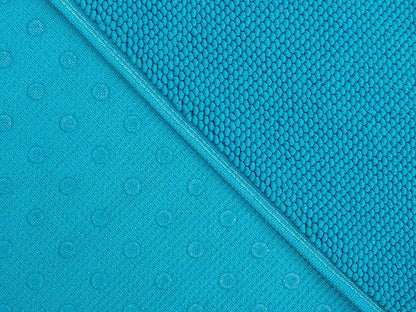 Cotton Paradise 100% Cotton Non Slip Bath Mats for Bathroom, 20x34 inch Soft Absorbent Quick Dry Machine Washable Floor Bath Mat, Aqua Blue Bath Rug