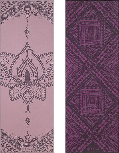 Gaiam Yoga Mat - Premium 6mm Print Reversible Extra Thick Non Slip Exercise & Fitness Mat for All Types of Yoga, Pilates & Floor Workouts (68" x 24" x 6mm Thick)