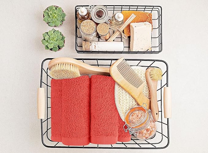 Utopia Towels 24 Pack Cotton Washcloths Set, 100% Ring Spun Cotton, Premium Quality Flannel Face Cloths, Highly Absorbent and Soft Feel Fingertip Towels, Coral