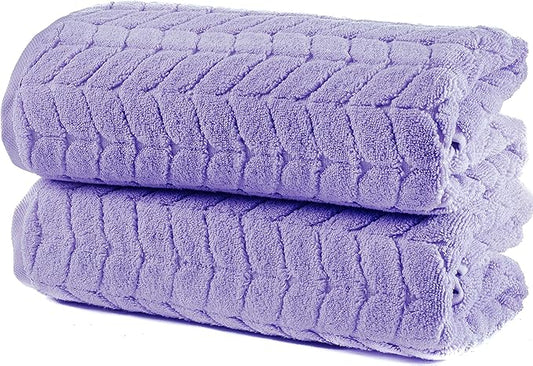 BAGNO MILANO Turkish Bath Towels, Soft Plush Jacquard Luxury Bath Towels, Quick Dry Towel Set (Lavender, 2 pcs Bath Towel Set)