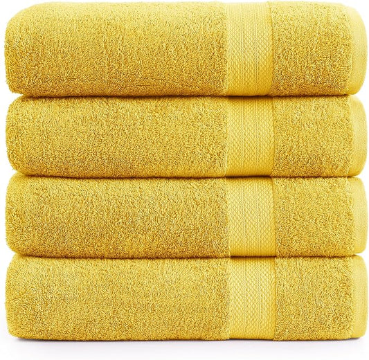 LANE LINEN 100% Cotton Bath Sheets Set of 4 (35"x66") - Ring Spun Cotton Extra Large Bath Towels Set - Quick Dry, Soft & Absorbent Oversized Towel Sets - Holds Well After Multiple Washes - Mimosa