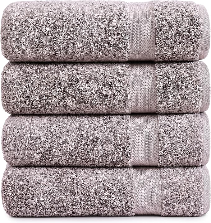 LANE LINEN 100% Cotton Bath Sheets Set of 4 (35"x66") - Ring Spun Cotton Extra Large Bath Towels Sets - Quick Dry, Soft & Absorbent Oversized Grey Towels Set - Pre Shrunk, Fade Resistant - Platinum