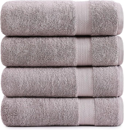 LANE LINEN 100% Cotton Bath Sheets Set of 4 (35"x66") - Ring Spun Cotton Extra Large Bath Towels Sets - Quick Dry, Soft & Absorbent Oversized Grey Towels Set - Pre Shrunk, Fade Resistant - Platinum