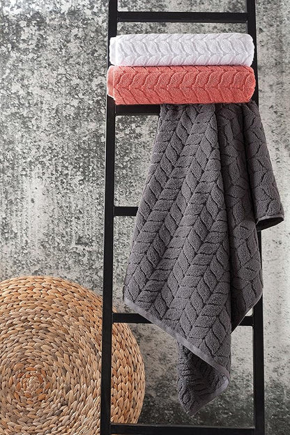 BAGNO MILANO Turkish Bath Towels, Soft Plush Jacquard Luxury Bath Towels, Quick Dry Towel Set (Charcoal, 4 Pcs Hand Towel Set)
