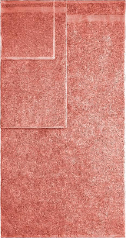 American Veteran Towel, 6 Piece Towel Set for Bathroom, 100% Cotton Turkish Bathroom Towels, 2 Bath Towels 2 Hand Towels 2 Washcloths, Coral