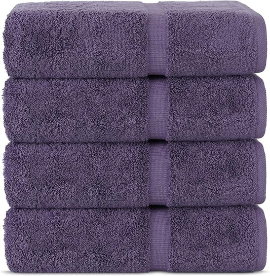 Chakir Turkish Linens | Hotel & Spa Quality 100% Cotton Premium Turkish Towels | Soft & Absorbent (4-Piece Bath Towels, Plum)