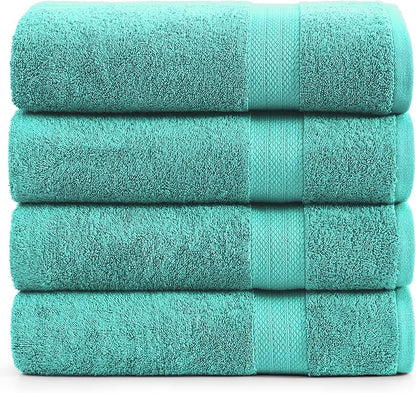 Lane Linen 100% Cotton Oversized Bath Towels Set of 4 (35"x66") - Ring Spun Cotton Oversized Luxury Towels - Quick Dry, Soft & Absorbent Extra Large Bath Towel Sets - Remains Soft after Washing - Teal