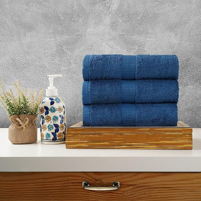 LANE LINEN Washcloths Pack of 24 - Spa & Salon Quality - 100% Ring Spun Cotton Face Cloths - Soft & Ultra Absorbent Wash Cloth Set for Body, Beauty, Home, Gym - Fingertip Towels - 13"x13", Navy Blue